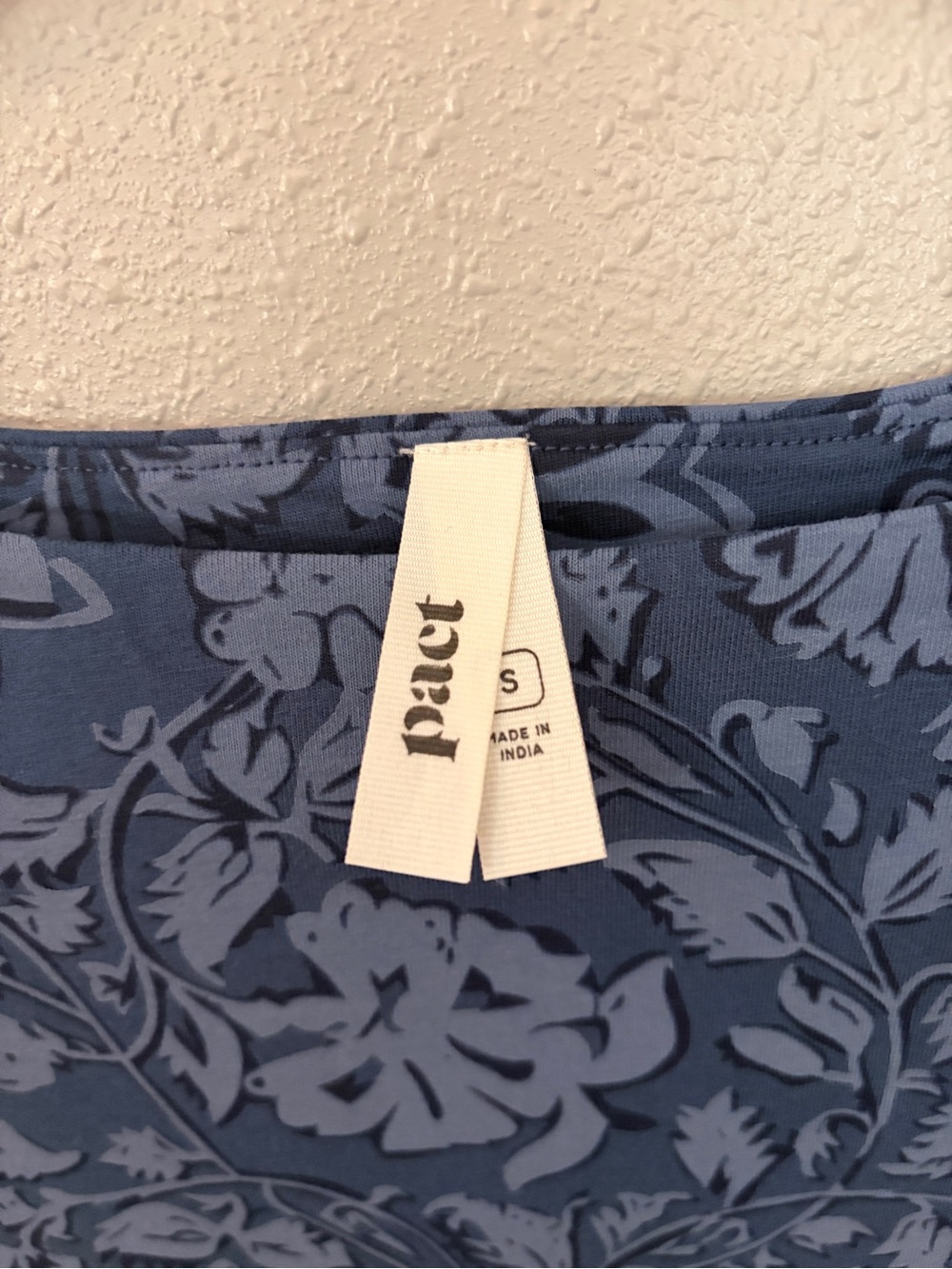 Pact Blue Long-Sleeve Tie-Waist Midi Dress with Subtle Print cotton neutral - Picture 4 of 11